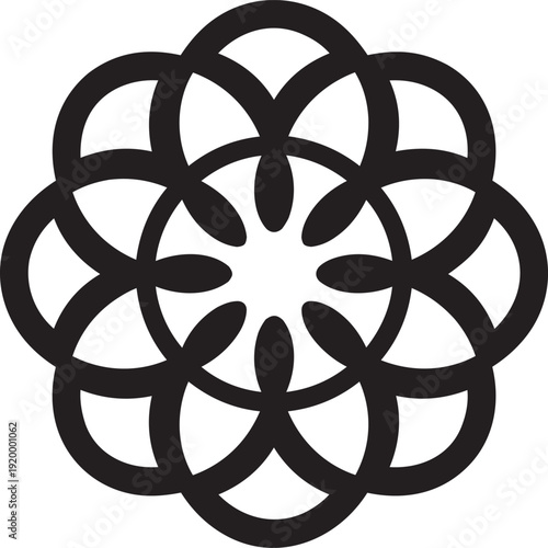 Mandala black vector silhouette