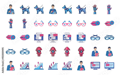 Vibrant icons for business accessibility and communication
