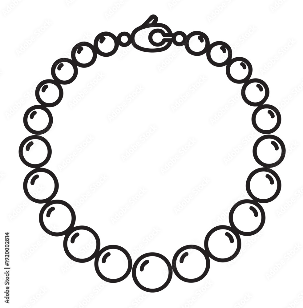 Fototapeta premium A simple line drawing of a pearl bracelet on a white background