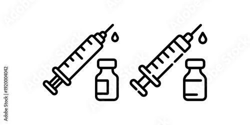 Syringe and vaccine vial icon vector illustration medical injection concept healthcare prevention treatment procedure design element