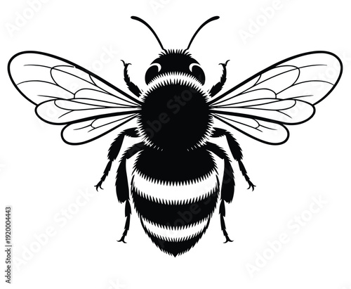Honey bee silhouette vector illustration isolated on background for honey products, packaging, and design projects