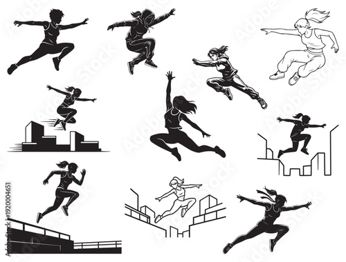 PARKOUR GIRL SILHOUETTE