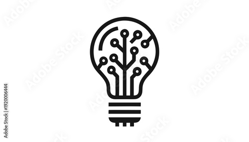 Innovative idea generation illustration featuring a lightbulb with branching circuit lines symbolizing creativity and technological advancement