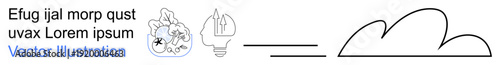 Environmental sustainability, creative thinking, eco-friendly ideas, brainstorming, nature conservation, innovation. A creative brain, plants and cloud forming an equation. Environmental