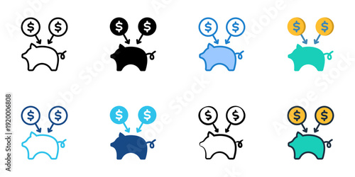 Revenue Stream icons set multiple style collection. Editable stroke 
