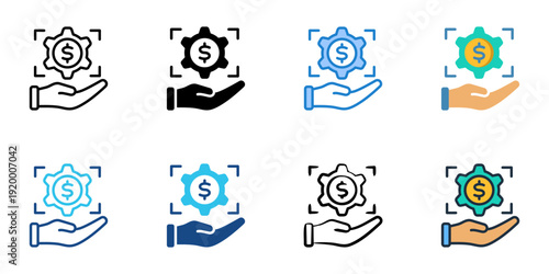 Cost Management icons set multiple style collection. Editable stroke 
