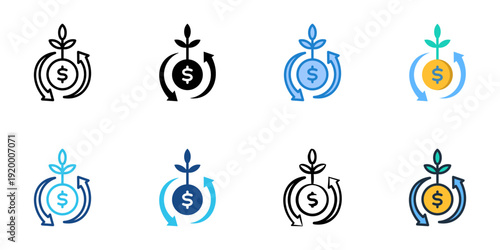 ROI icons set multiple style collection. Editable stroke 
