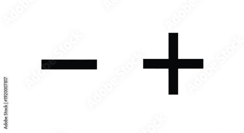 Simple mathematical symbols a minus sign and a plus sign