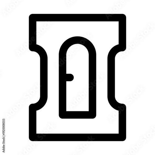A clean, bold line art vector icon of a traditional pencil sharpener, perfect for school, office, and stationery designs