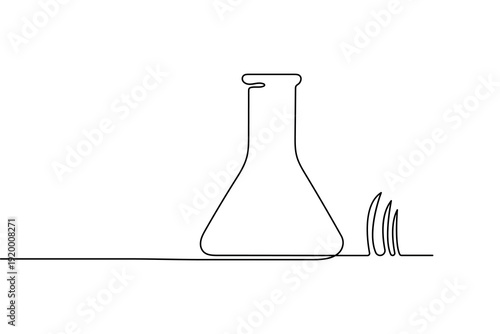 Continuous line drawing of a glass test tube flask for science and chemistry minimalist concept
