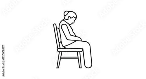 A person sitting slumped in a chair simple line art silhouette