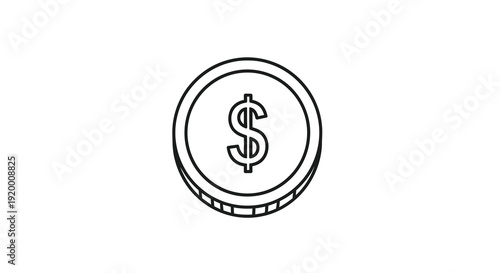 Simple line drawing of a coin with a dollar sign silhouette
