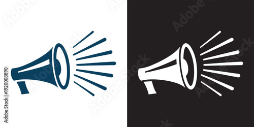 megaphone icon vector silhouette. A simple black megaphone icon silhouette in a white background