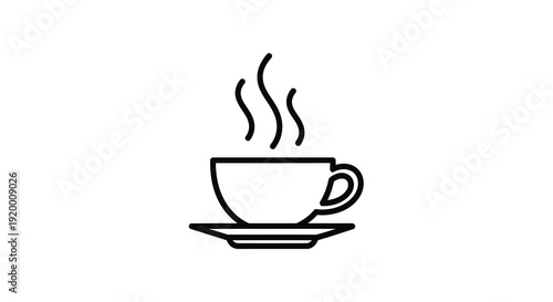 A simple line drawing of a steaming coffee cup silhouette