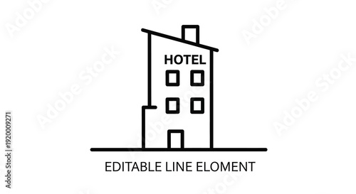 Simple line drawing of a hotel building a minimalist silhouette
