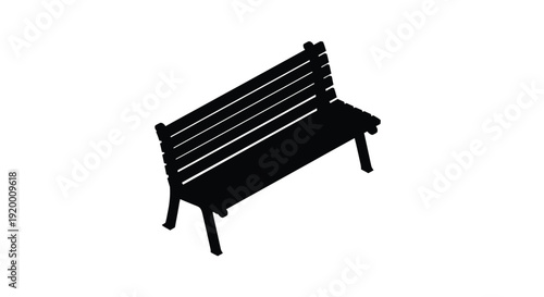 A minimalist black bench depicted in stark contrast a striking silhouette