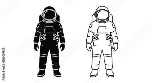 Two astronaut depictions one dark and one light presented as a silhouette