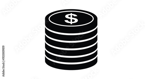 Stack of coins with a dollar sign a minimalist silhouette