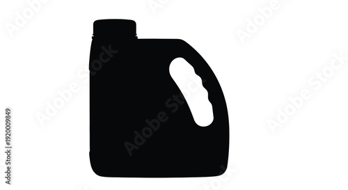 Black plastic container with handle a stark graphic silhouette