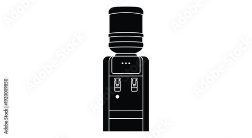 Black water cooler graphic presented as a stark silhouette