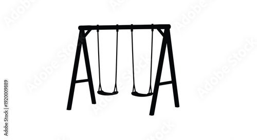 Empty swingset on a white background a stark visual silhouette