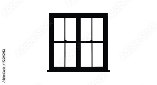 Black window frame with eight panes a stark graphic silhouette