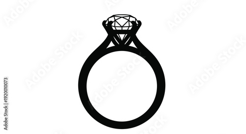 Elegant diamond ring design presented as a striking black silhouette