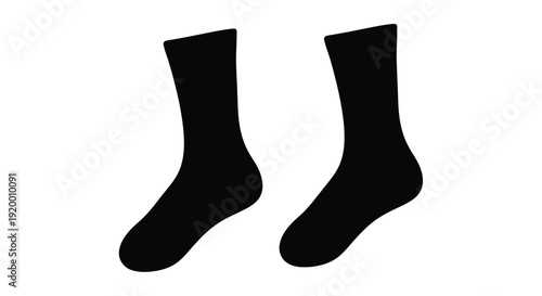 Two black socks displayed against a white background a simple silhouette