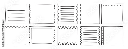 Notepad frame set hand drawn doodle icon set