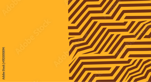 Geometric pattern with bold lines on vibrant yellow background, abstract horizontal background for design with space for text  
