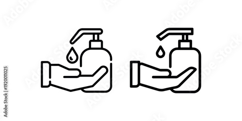 Sanitizer icon line vector. antibacterial bottle gel clean hand soap droplet. hygiene liquid outline illustration. wash virus health