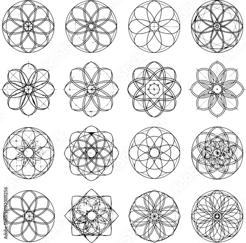 Abstract Geometric Flower Shapes