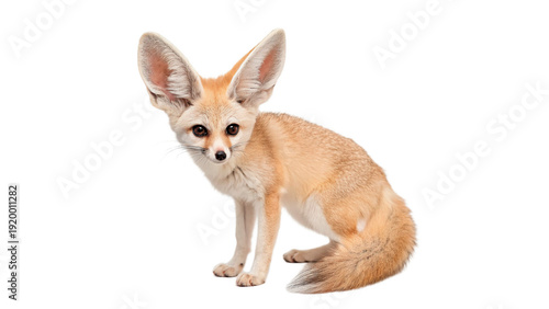 Quadro su tela Fennec fox sits isolated on transparent background cut out