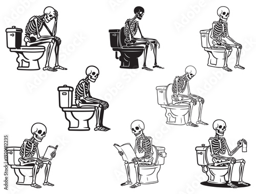 SKELETON ON COMMODE SILHOUETTE