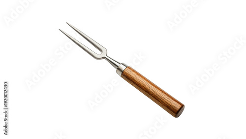 Konstfotografi cooking fork with two metal prongs and a wooden handle isolated on transparent b