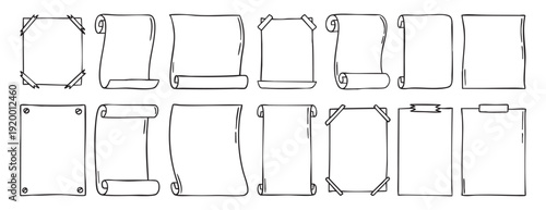 Notepad frame set hand drawn doodle empty collection 
