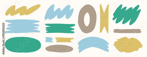 Hand drawn abstract shapes and brush elements for decoration or background