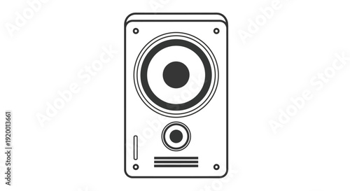 Simple line illustration of a speaker with woofers viewed from the front in a minimalist style.