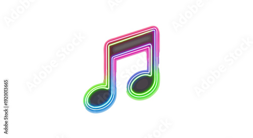 Vibrant music note illustration on a clean white background viewed from a straightforward perspective
