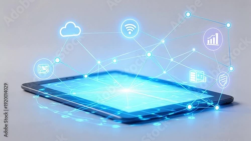 Wallpaper Mural Hand interacting with digital tablet and network icons Torontodigital.ca