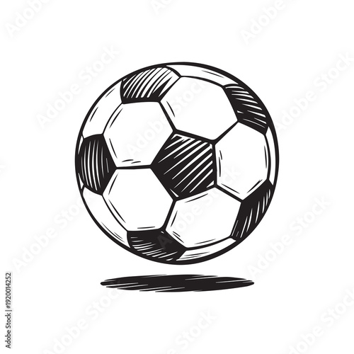 Soccer ball sketch in black and white isolated on plain background