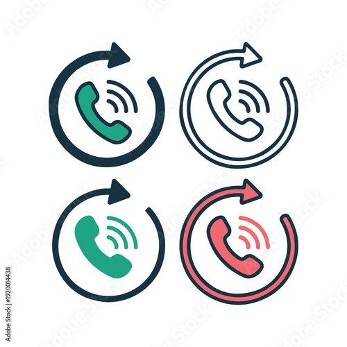 Circular icons featuring phones with signals in green gray and red