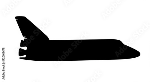 Silhouette of an airplane flying through the sky viewed from the side profile