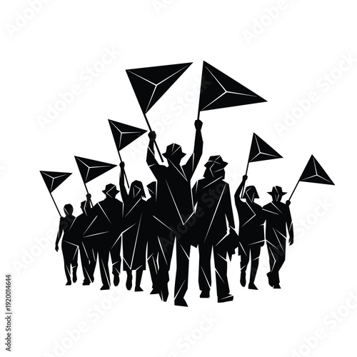 Protesters marching with flags in a powerful demonstration
