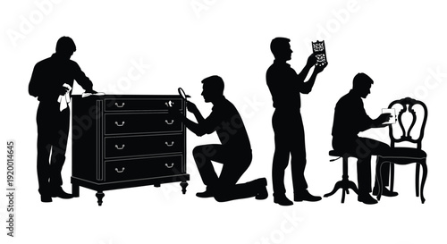 Furniture assembly and home activity silhouettes