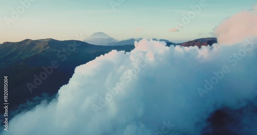 Sunrise Light Over Mount Bromo and Tengger Caldera – 4K Aerial