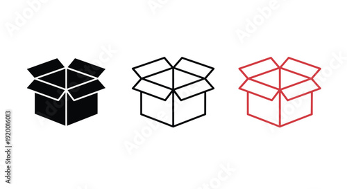 Three open boxes in varying styles a striking silhouette