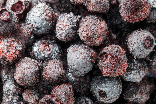 A bunch of frozen blueberries