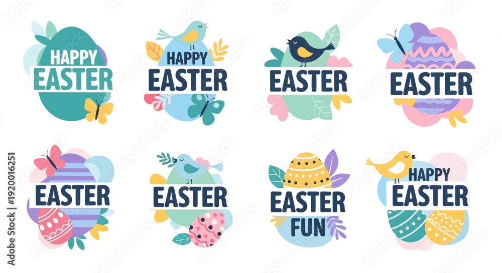 Obraz premium Easter Egg Graphics with Happy Easter Text.