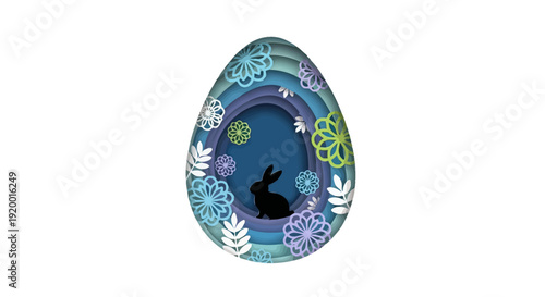 Decorative Easter Egg with Bunny Silhouette Inside.